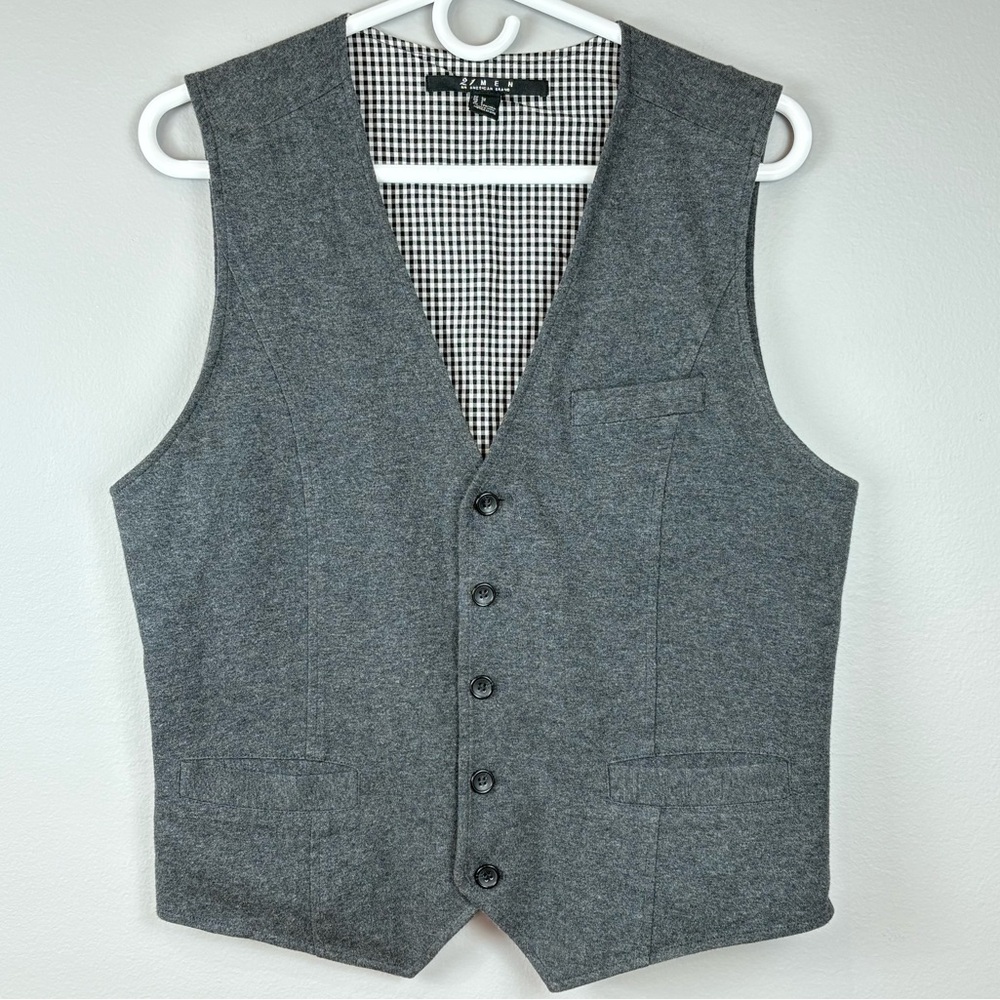21 Men An American Brand Vest Sm Charcoal Grey 100% Cotton Button Down Classic